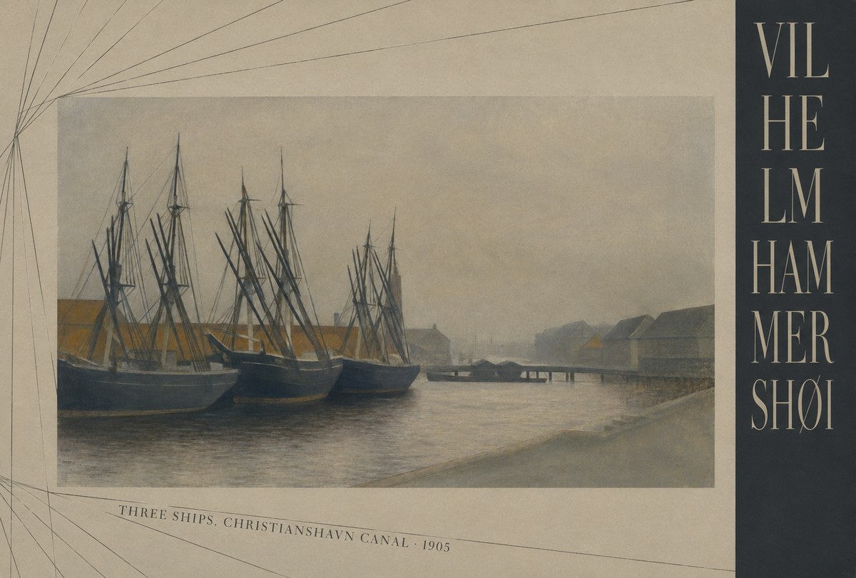 Vilhelm Hammershøi Three Ships, Christianshavn Canal No5 - Plakat