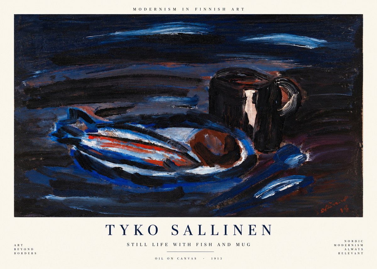 Tyko Sallinen Still Life with Fish and Mug No1 - Plakat