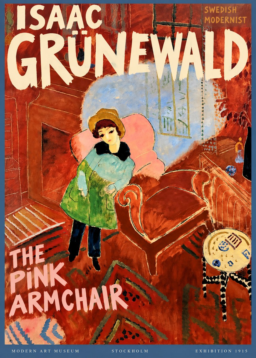 Isaac Grünewald Interior with Young Girl No3 - Plakat