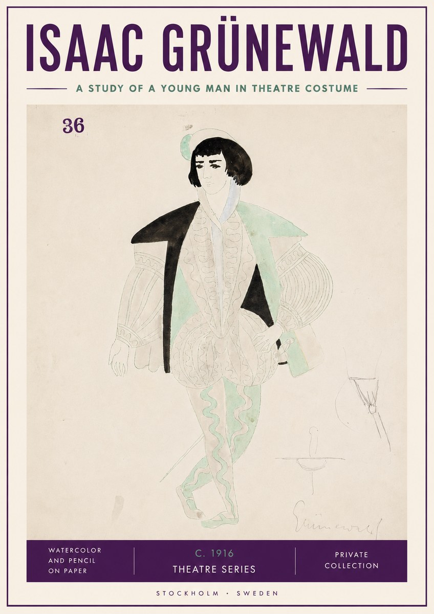 Isaac Grünewald A Study of a Young Man in Theatre Costume No3 - Plakat