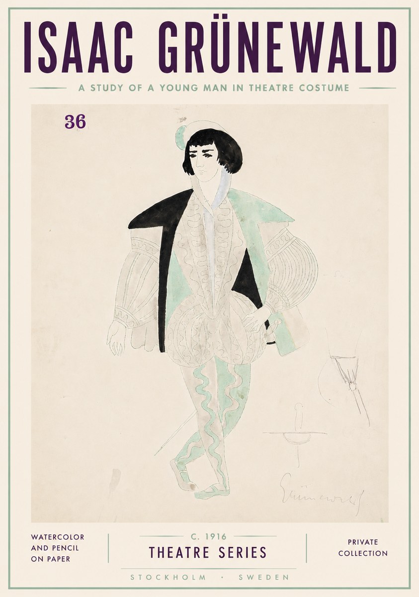 Isaac Grünewald A Study of a Young Man in Theatre Costume No6 - Plakat