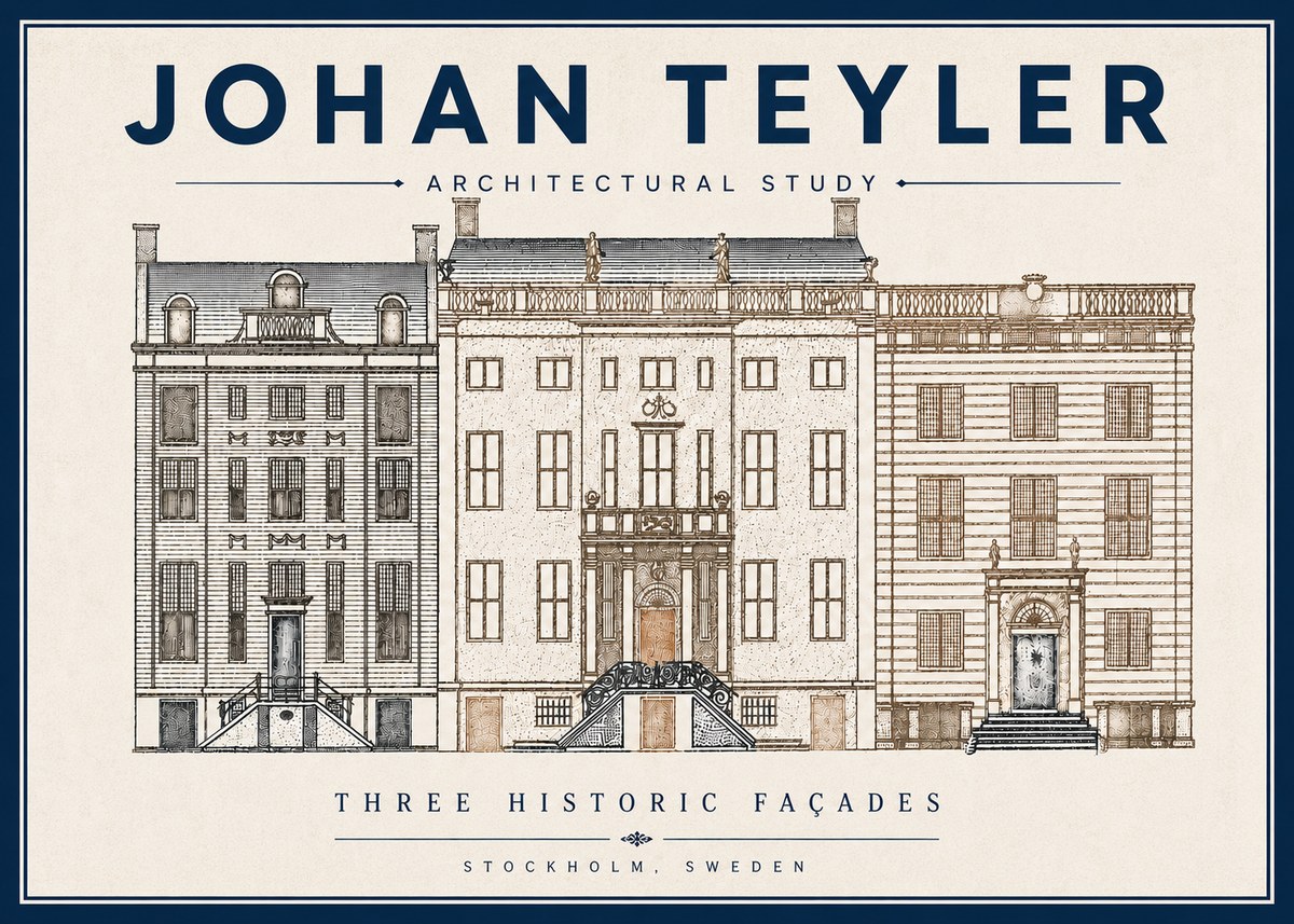 Johan Teyler Architectural Study - Three Historic Façades No4 - Plakat
