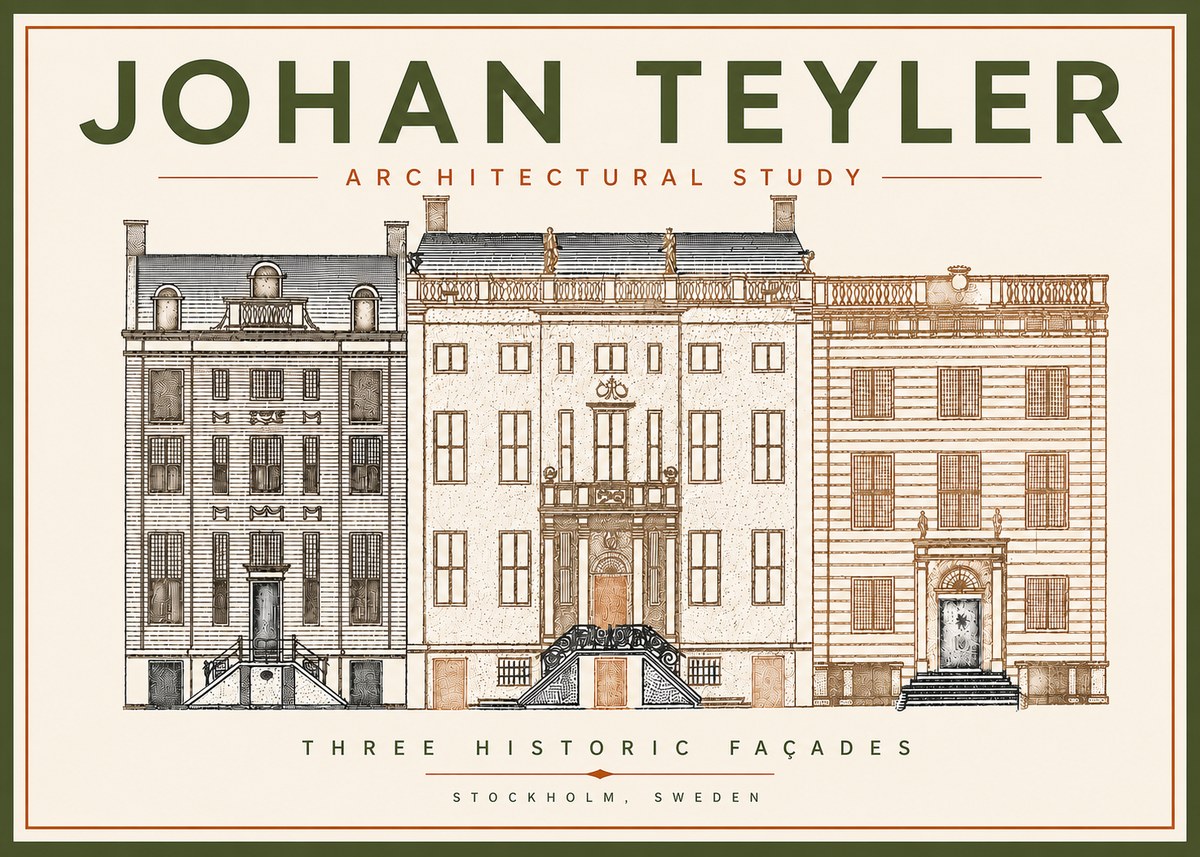 Johan Teyler Architectural Study - Three Historic Façades No5 - Plakat
