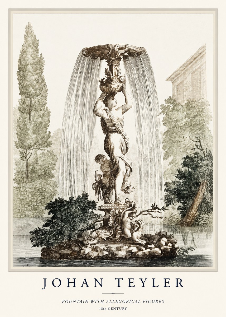 Johan Teyler Fountain with Allegorical Figures No1 - Plakat