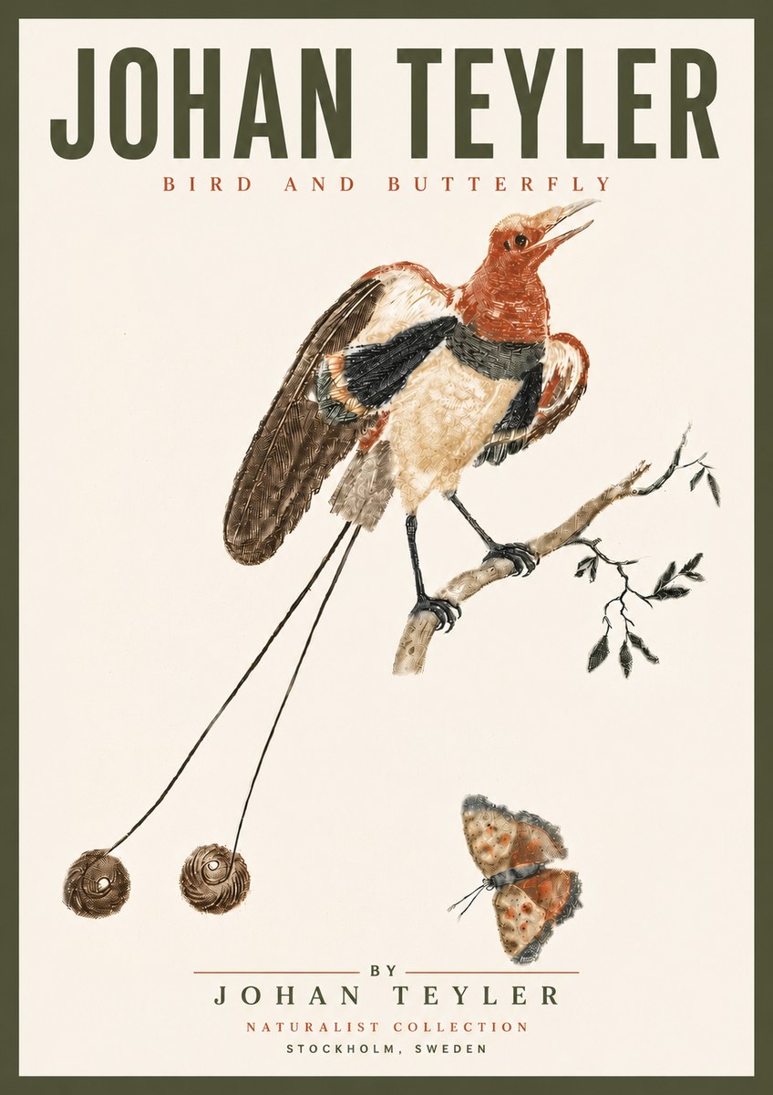 Johan Teyler Bird and Butterfly No6 - Plakat