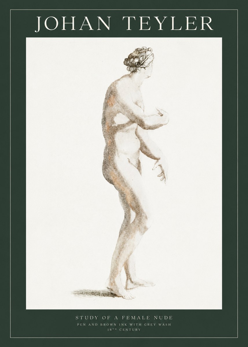Johan Teyler Study of a Female Nude No1 - Plakat