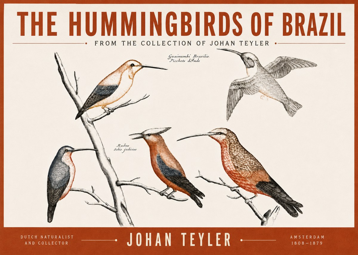 Johan Teyler The Hummingbirds of Brazil from the Collection of Johan Teyler No3 - Plakat