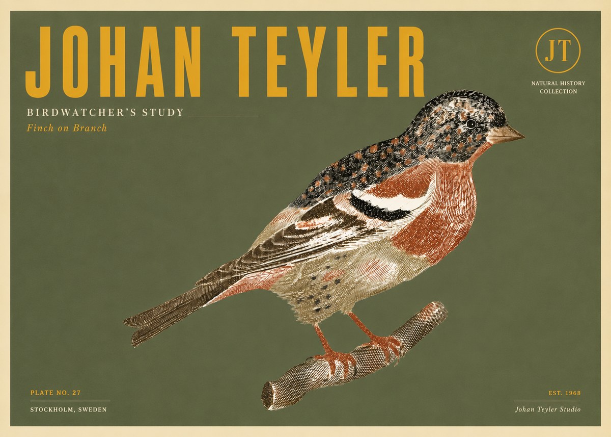 Johan Teyler Finch on Branch No5 - Plakat