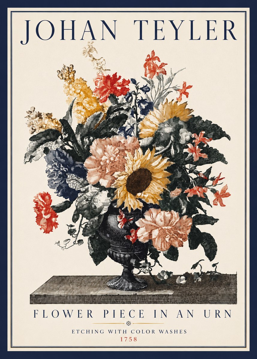 Johan Teyler Flower Piece in an Urn I No3 - Plakat