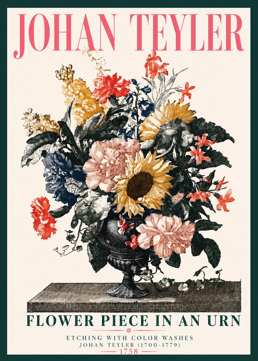 Johan Teyler Flower Piece in an Urn I No4 - Plakat