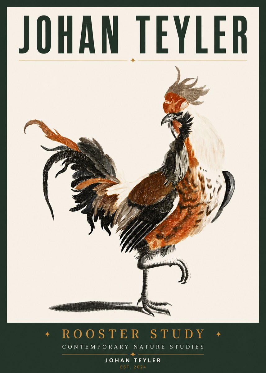Johan Teyler Rooster Study No3 - Plakat