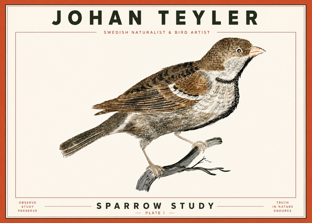 Johan Teyler Sparrow Study No4 - Plakat