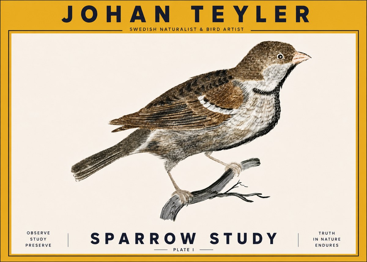Johan Teyler Sparrow Study No6 - Plakat