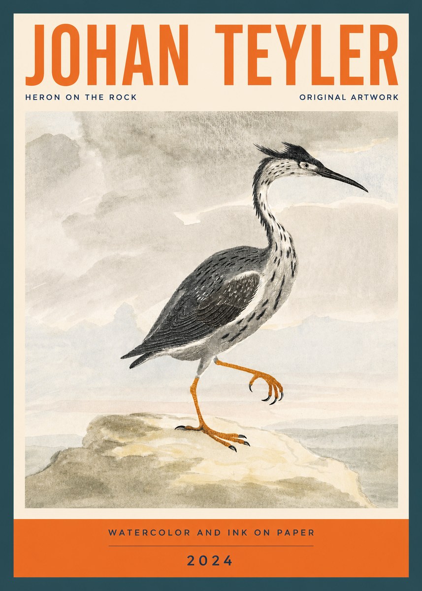 Johan Teyler Heron on the Rock No2 - Plakat