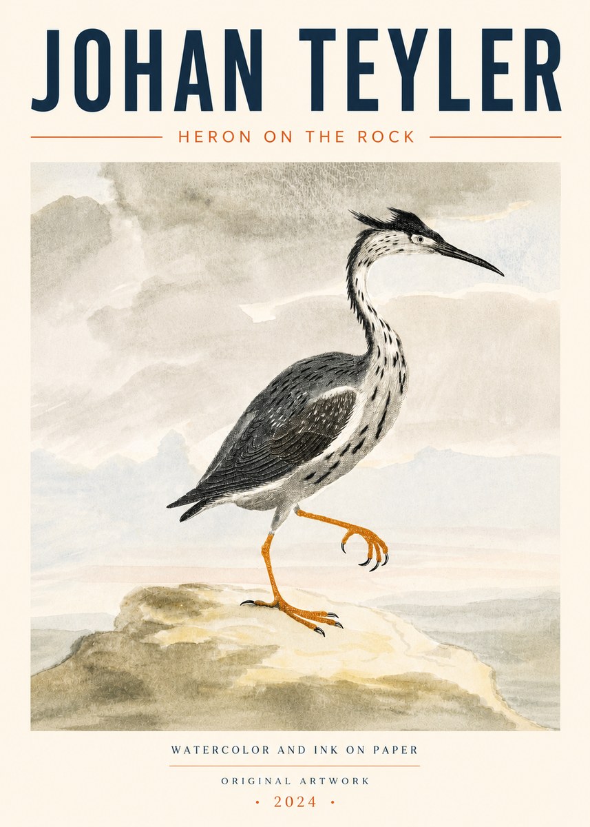 Johan Teyler Heron on the Rock No4 - Plakat