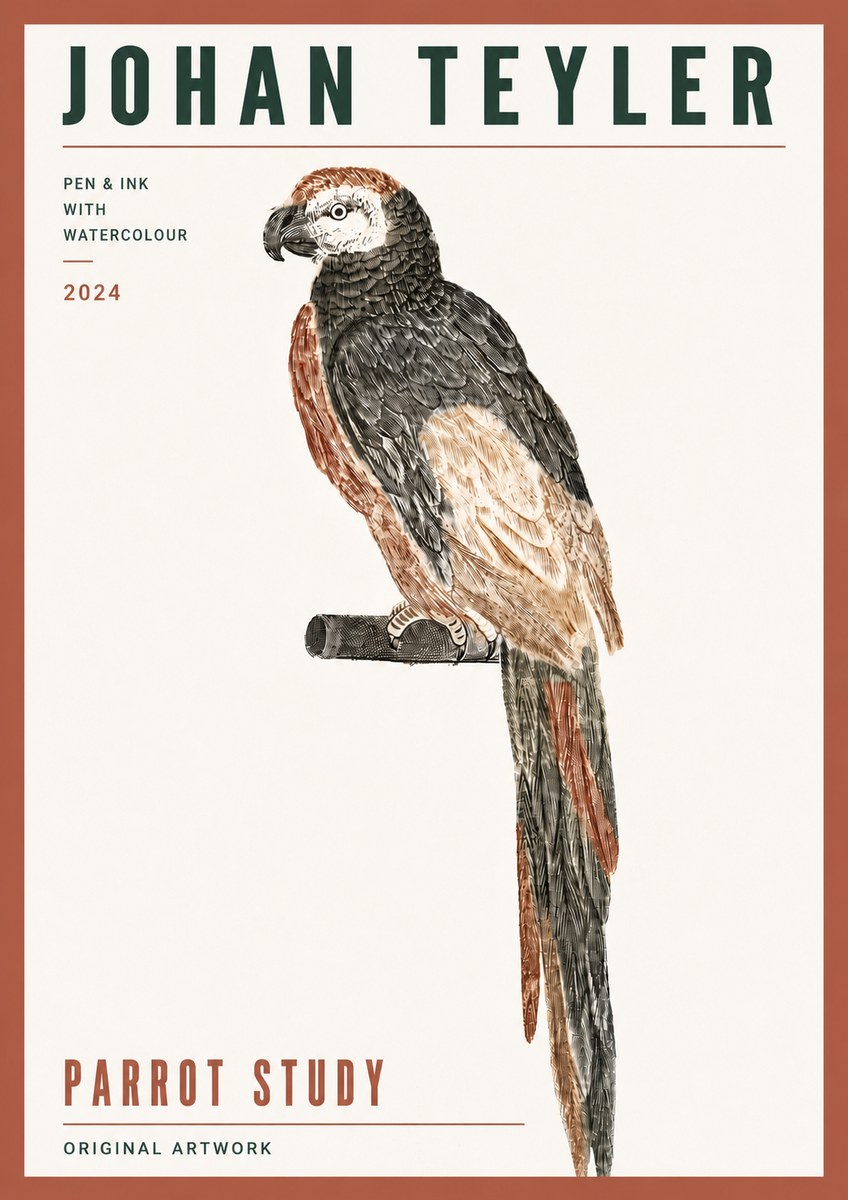 Johan Teyler Parrot Study II No6 - Plakat
