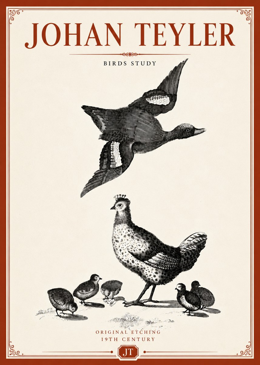 Johan Teyler Birds Study No5 - Plakat