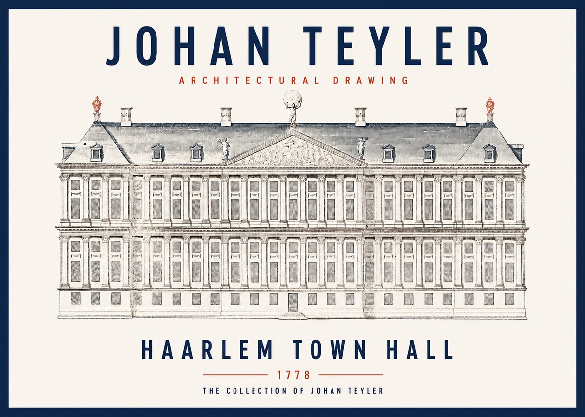 Johan Teyler Haarlem Town Hall - Elevation - 1778 No3 - Plakat