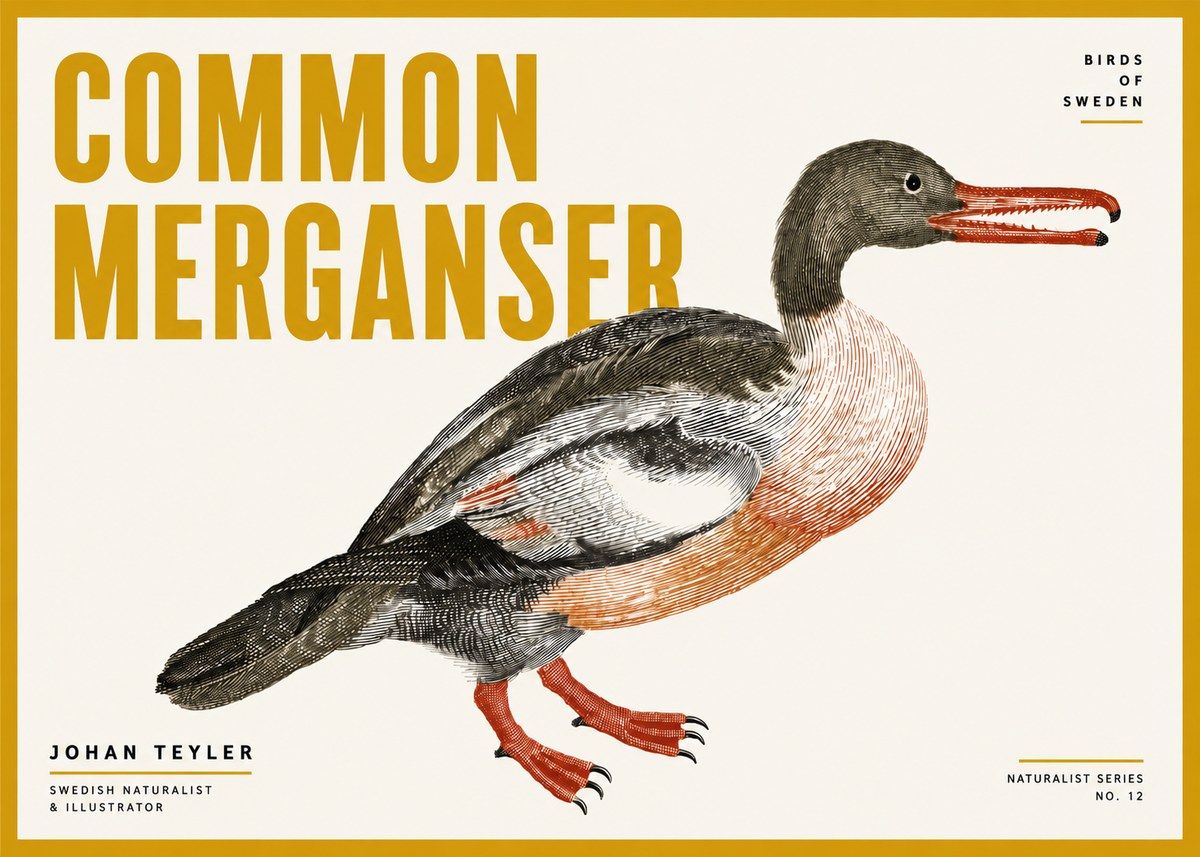 Johan Teyler Common Merganser No4 - Plakat