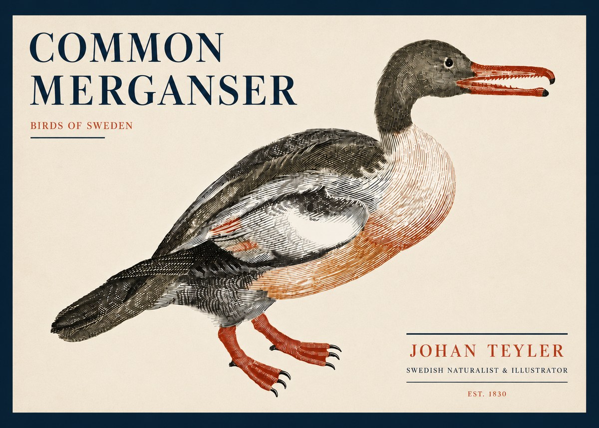 Johan Teyler Common Merganser No5 - Plakat