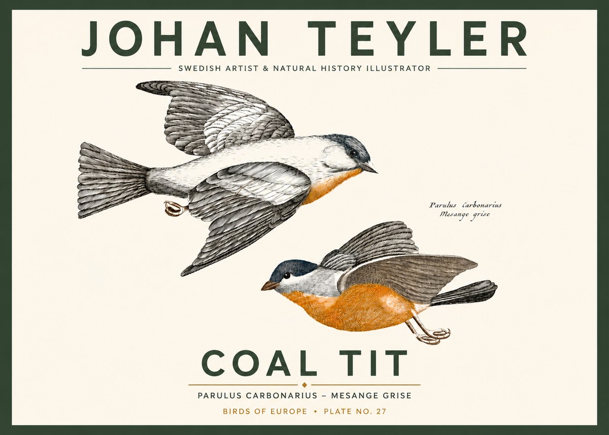 Johan Teyler Coal Tit No3 - Plakat