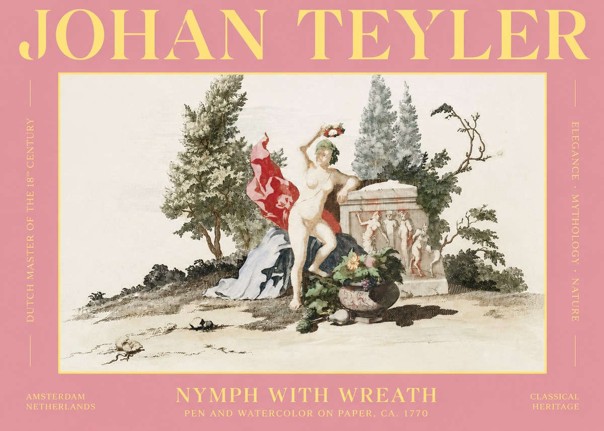 Johan Teyler Nymph with Wreath No2 - Plakat