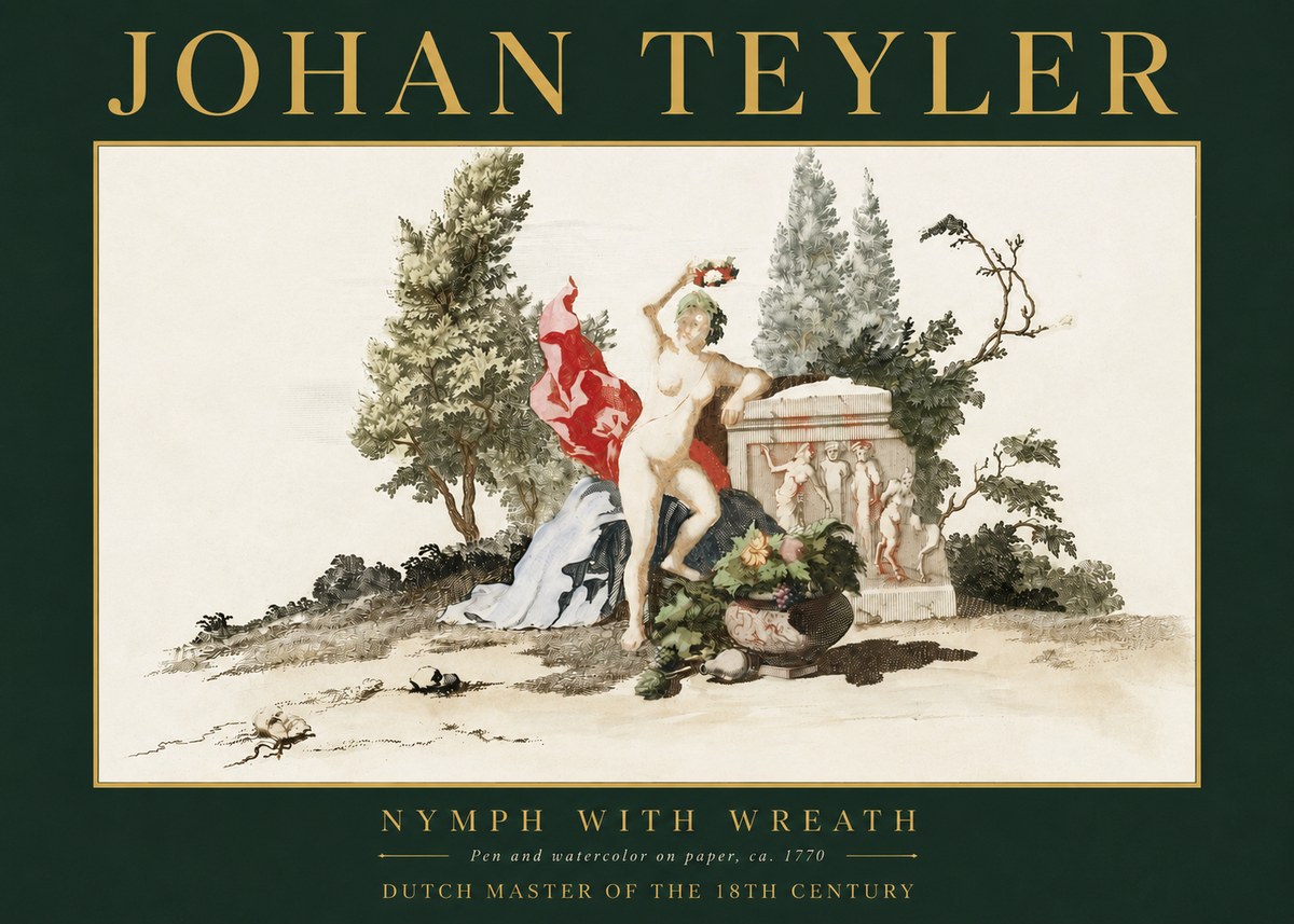 Johan Teyler Nymph with Wreath No3 - Plakat