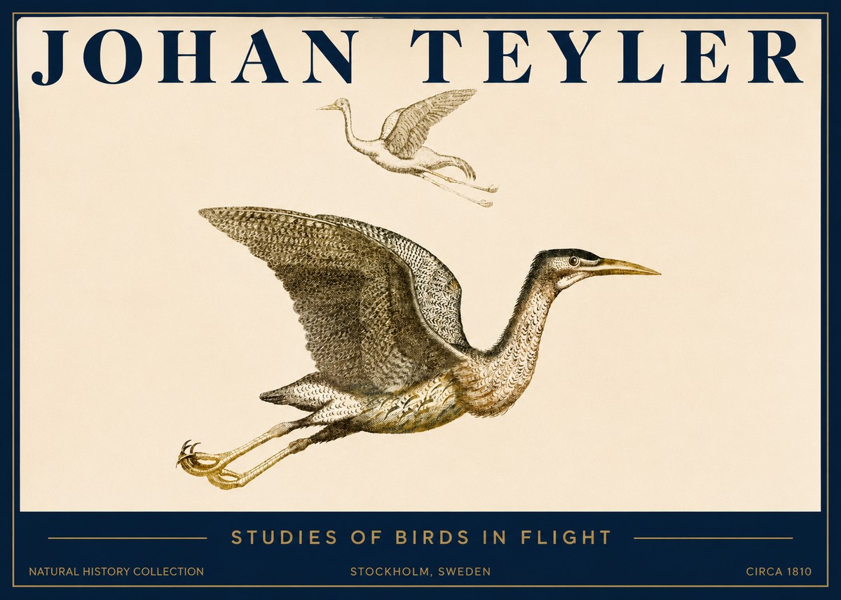 Johan Teyler Studies of Birds in Flight No3 - Plakat