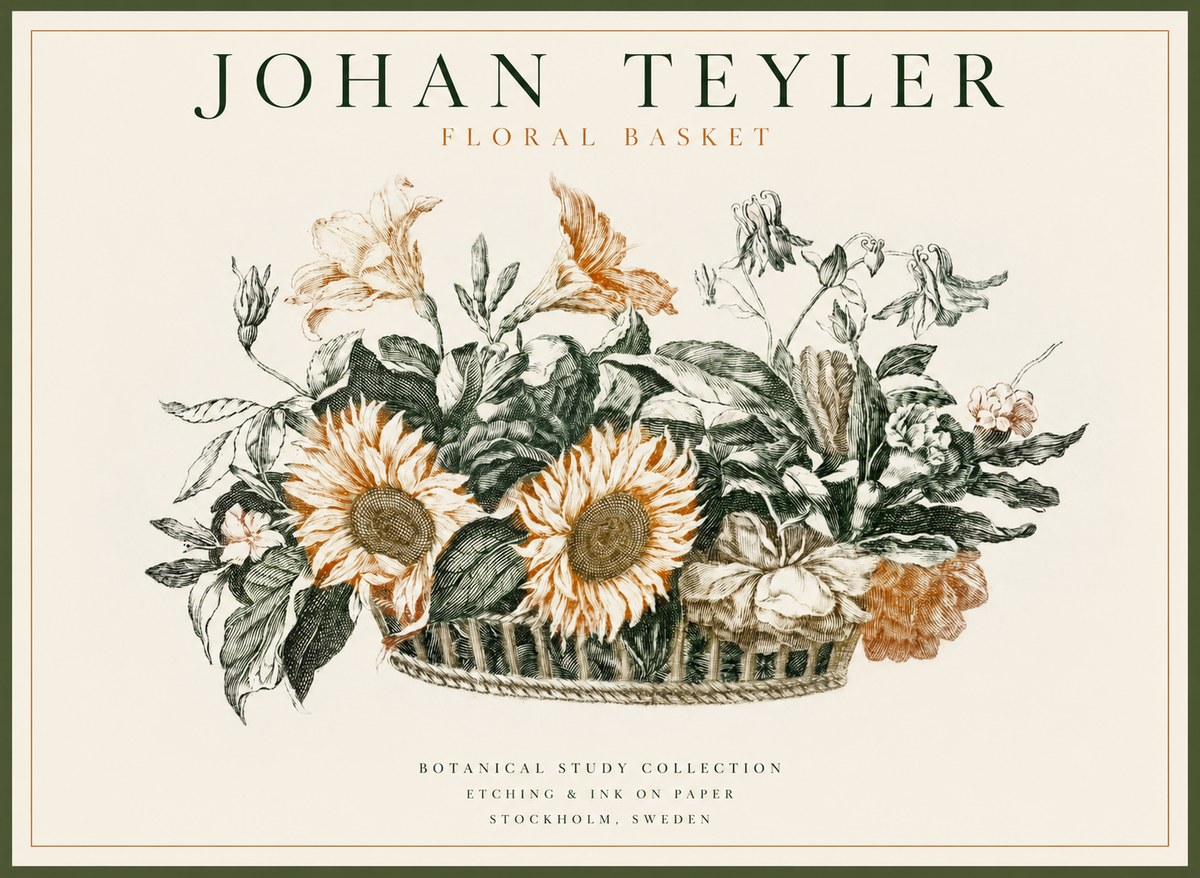 Johan Teyler Floral Basket No1 - Plakat