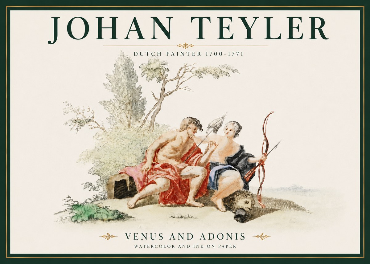 Johan Teyler Venus and Adonis No3 - Plakat
