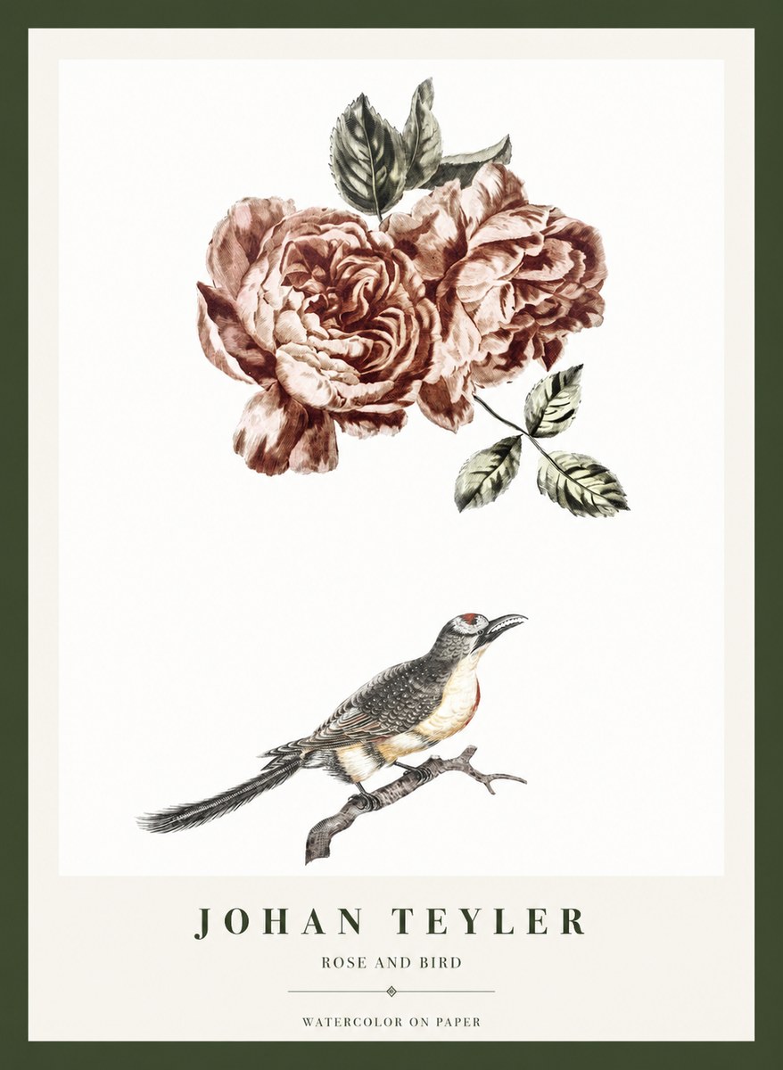 Johan Teyler Rose and Bird II No1 - Plakat