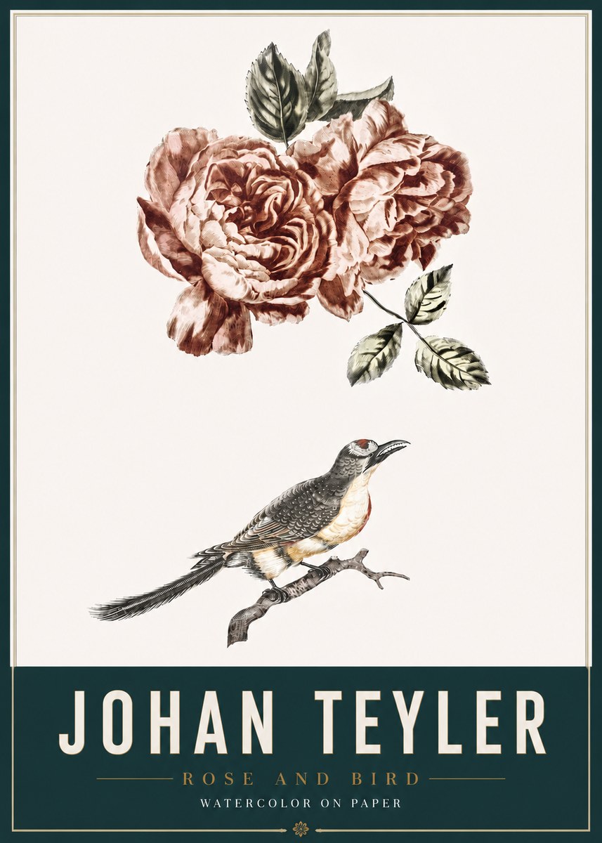 Johan Teyler Rose and Bird II No3 - Plakat