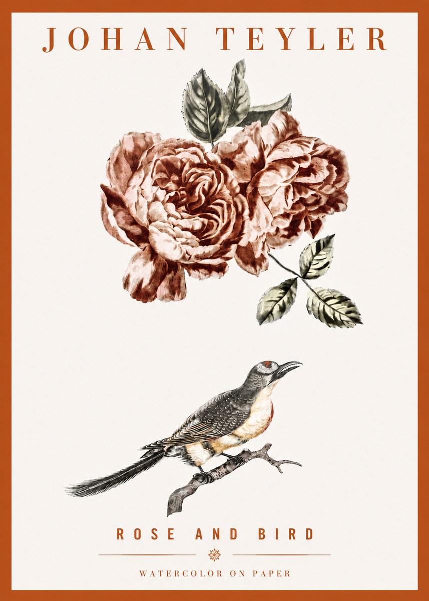 Johan Teyler Rose and Bird II No4 - Plakat