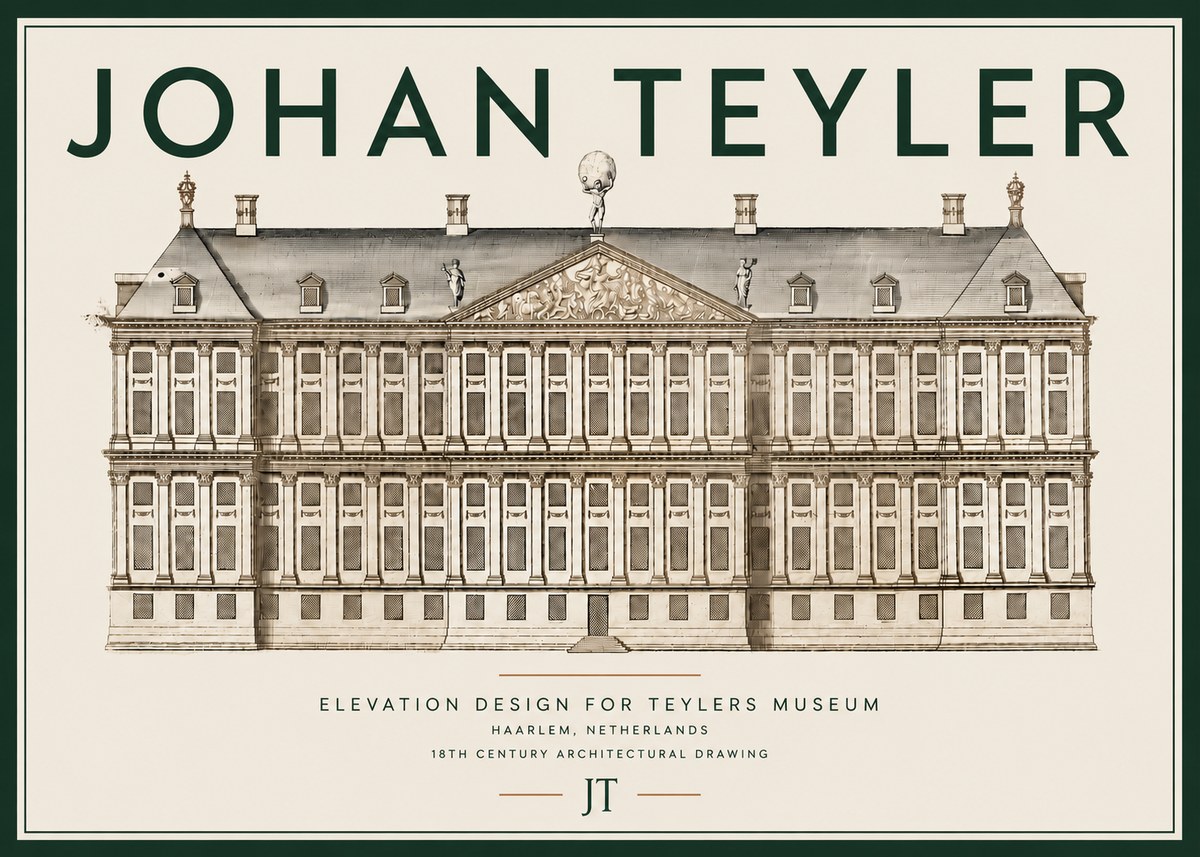 Johan Teyler Elevation Design for Teylers Museum, Haarlem No4 - Plakat