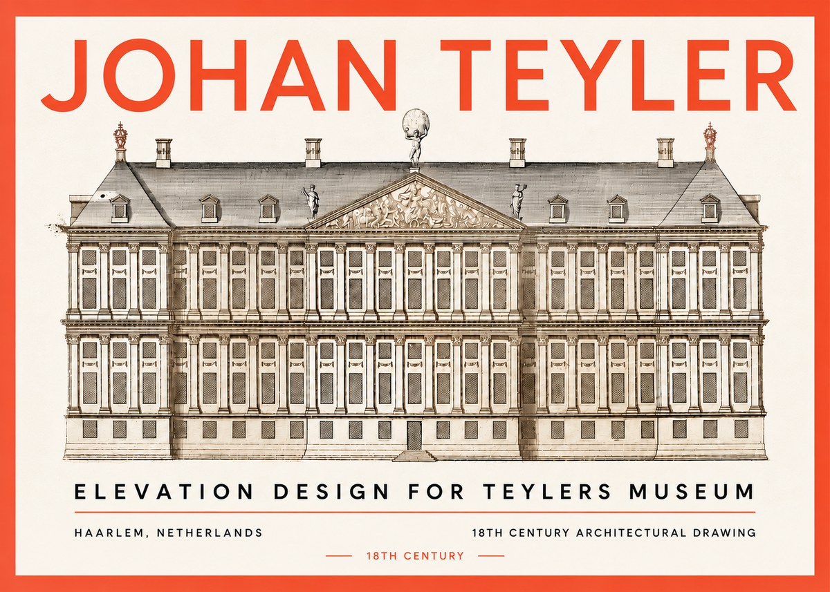 Johan Teyler Elevation Design for Teylers Museum, Haarlem No5 - Plakat