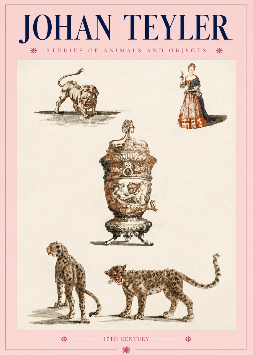 Johan Teyler Studies of Animals and Objects No4 - Plakat