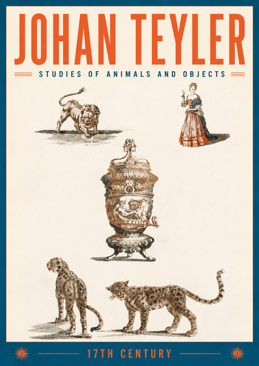 Johan Teyler Studies of Animals and Objects No6 - Plakat