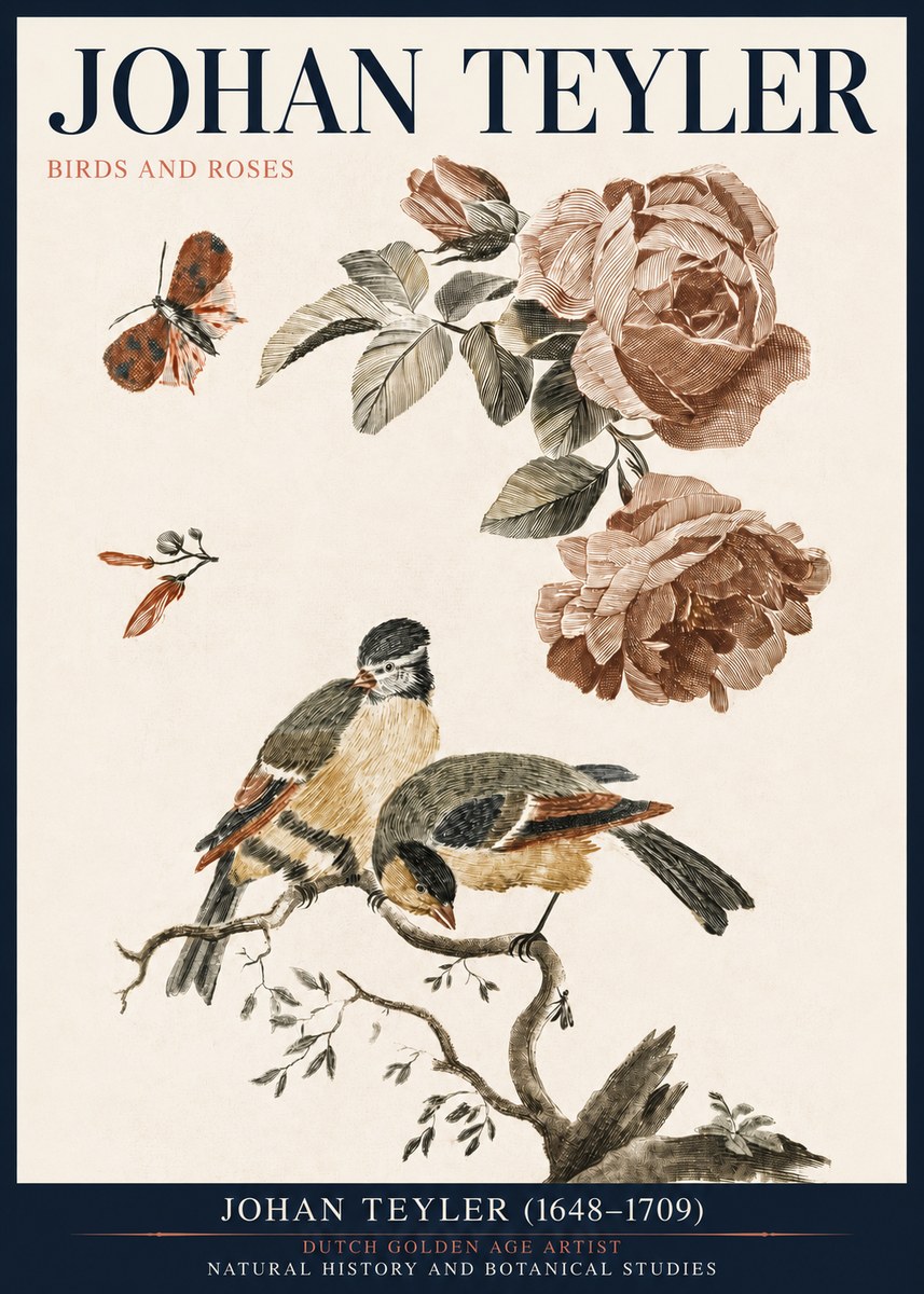 Johan Teyler Birds and Roses No3 - Plakat