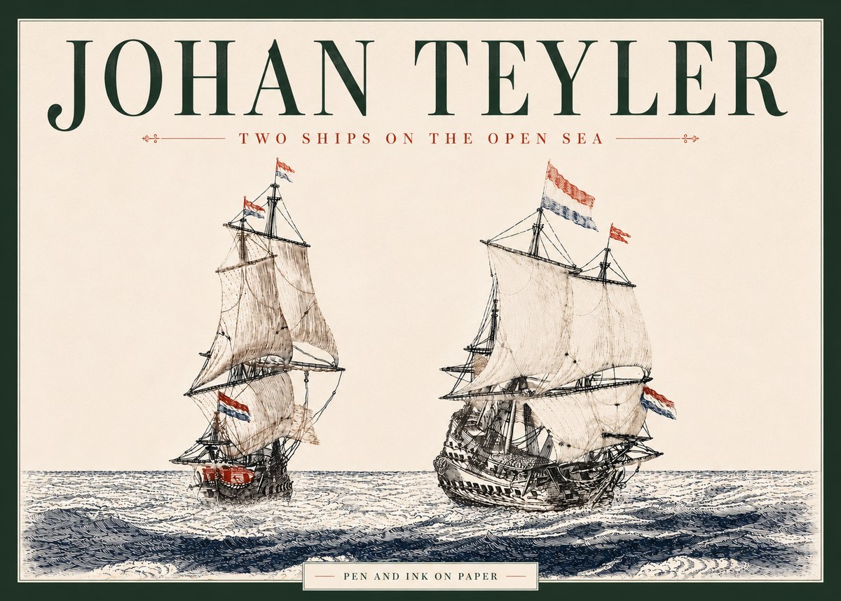 Johan Teyler Two Ships on the Open Sea No6 - Plakat