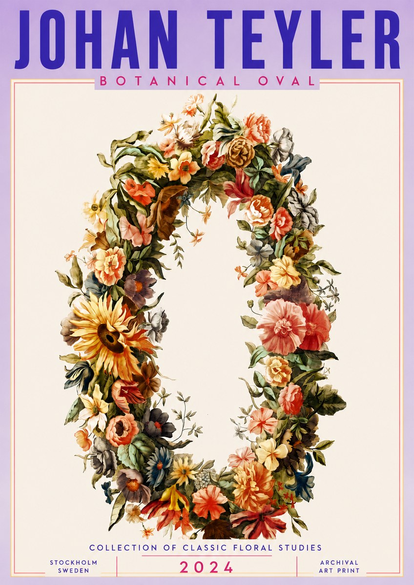 Johan Teyler Floral Oval No6 - Plakat