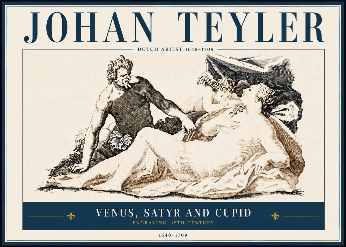 Johan Teyler Venus, Satyr and Cupid No5 - Plakat