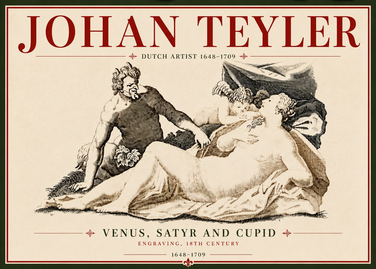 Johan Teyler Venus, Satyr and Cupid No6 - Plakat
