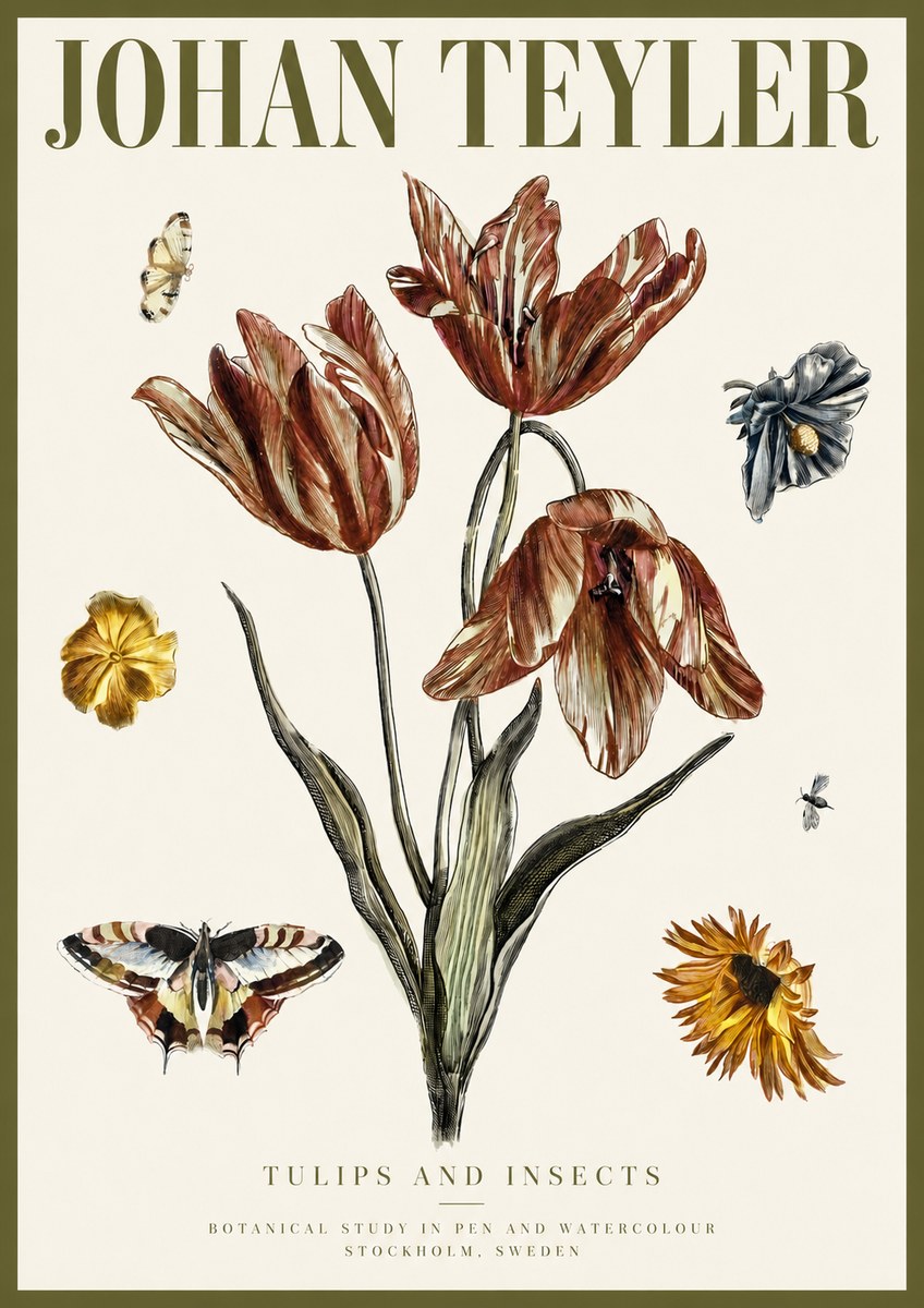 Johan Teyler Tulips and Insects No3 - Plakat