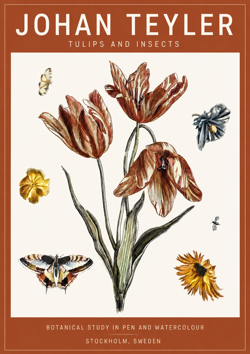 Johan Teyler Tulips and Insects No4 - Plakat