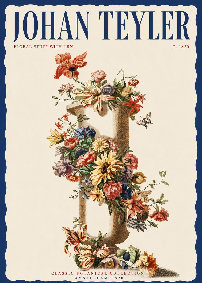 Johan Teyler Floral Study with Urn No2 - Plakat