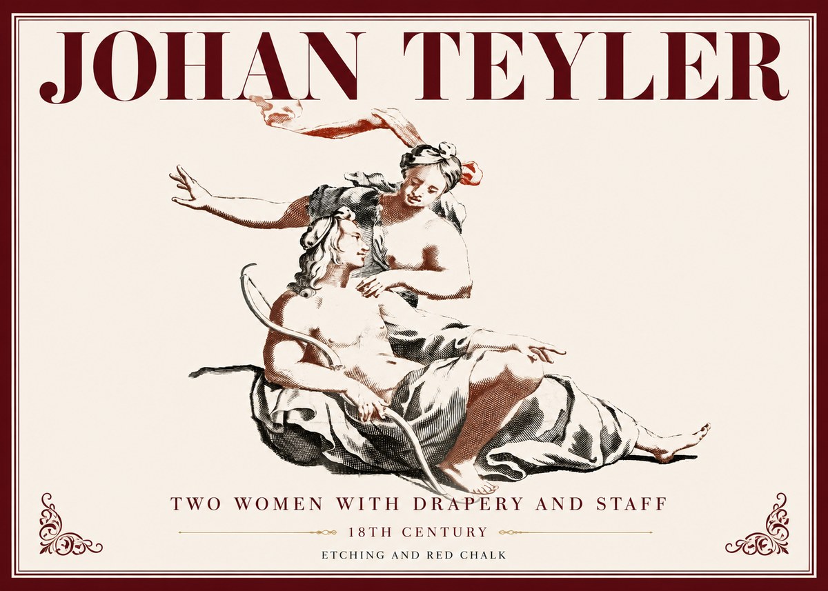 Johan Teyler Two Women with Drapery and Staff No6 - Plakat