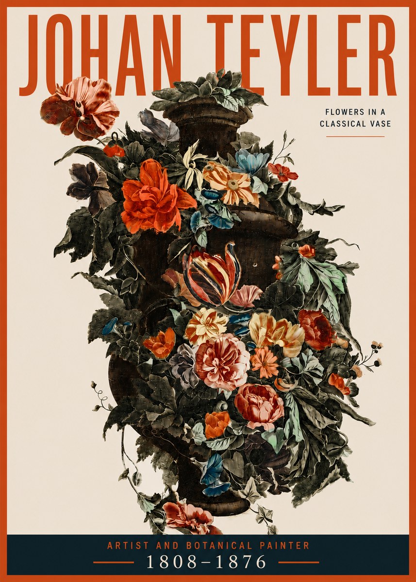 Johan Teyler Flowers in a Classical Vase No3 - Plakat