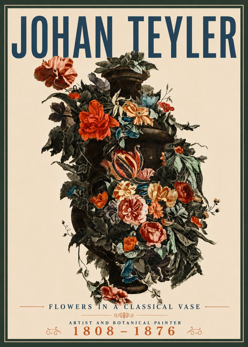 Johan Teyler Flowers in a Classical Vase No5 - Plakat