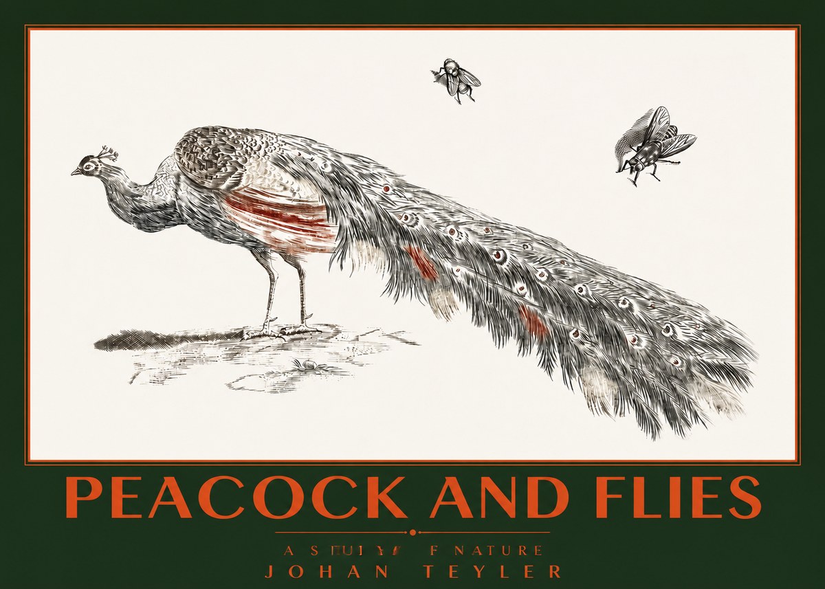 Johan Teyler Peacock and Flies - Animal Study No2 - Plakat