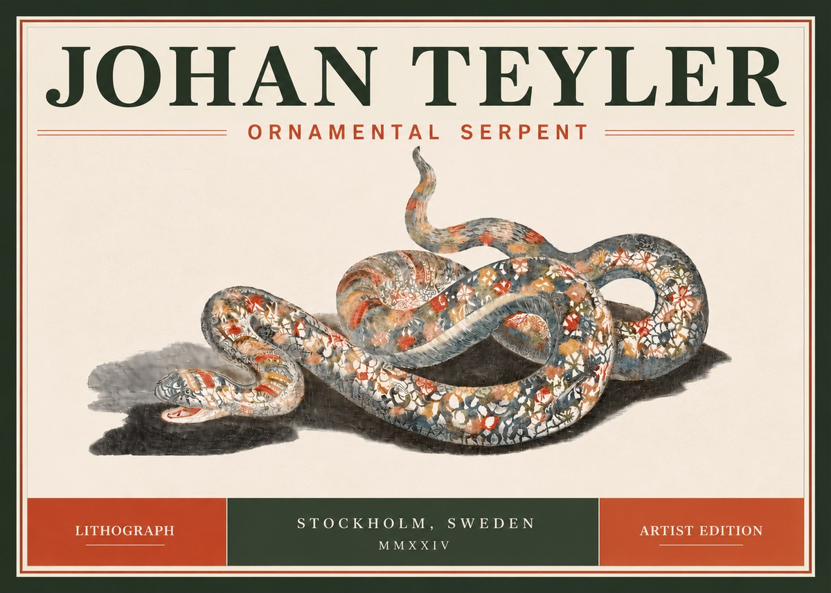 Johan Teyler Ornamental Serpent No5 - Plakat